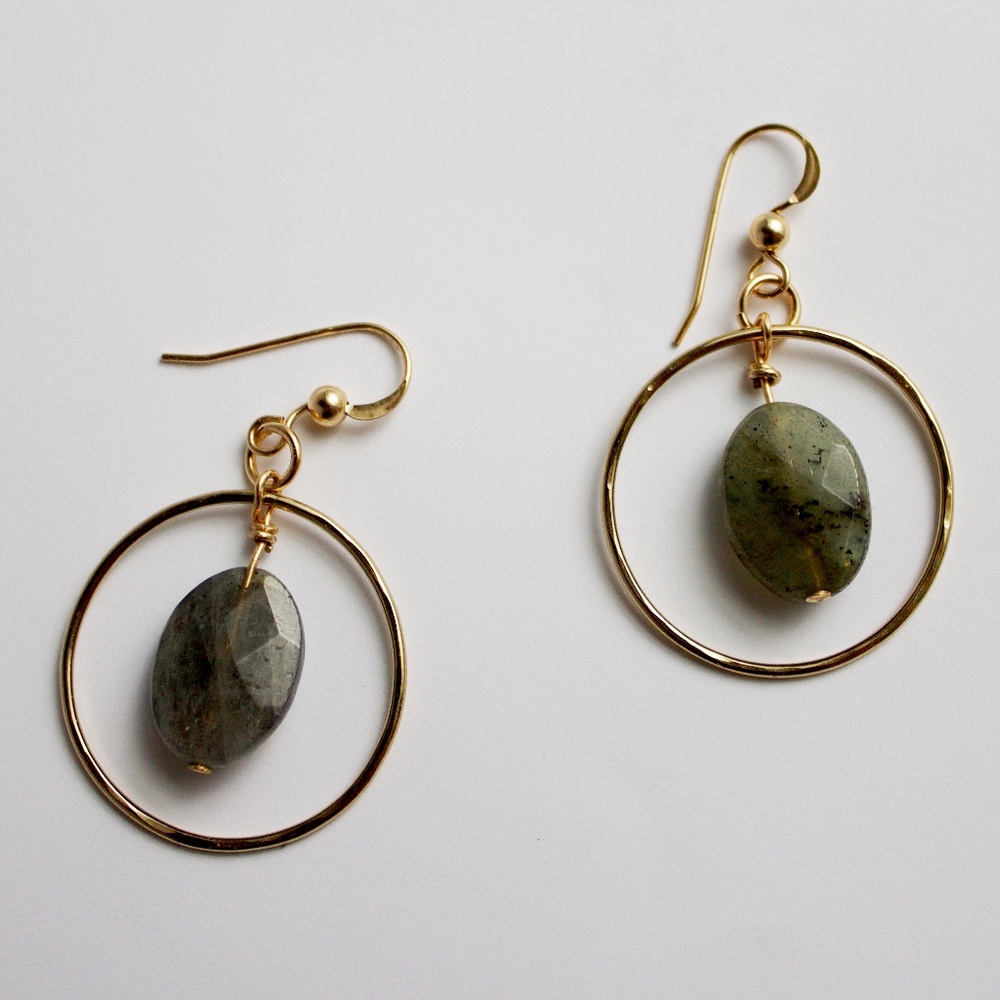 Gold Fill Labradorite  (multicolored stone) Ring Earrings